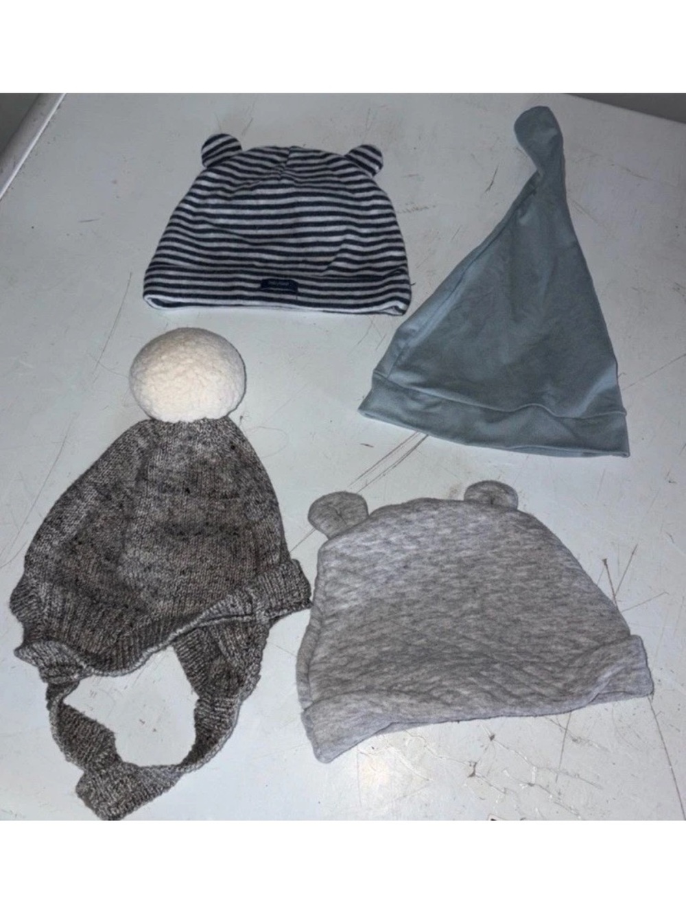 Baby Hat Set (4)– Gray, Navy & Light Blue Mix